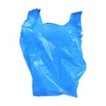 one blue recycled plastic bag isolated on white