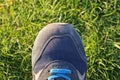 One blue sneaker made of fabric and suede Royalty Free Stock Photo