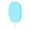 One blue Stick ice cream Stick, dotted spotted white icing and dressing Summer sweetmeat