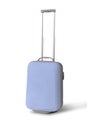 One blue suitcase for travel or blue luggage, blue baggage isolated stand alone on white background with clipping path. Royalty Free Stock Photo