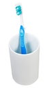 One blue tooth brush in ceramic glass Royalty Free Stock Photo