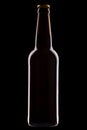 One bottle of beer isolated on black background Royalty Free Stock Photo