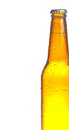 One bottle of fresh beer with drops, isolated Royalty Free Stock Photo