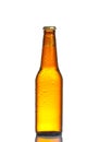 One bottle of fresh beer with drops, isolated Royalty Free Stock Photo