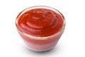 One bowl of red tomato ketchup isolated on a white background