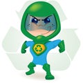 One boy with a uniform ecological super hero Royalty Free Stock Photo