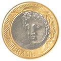 One Brazilian real coin Royalty Free Stock Photo