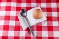 one egg and spoon Royalty Free Stock Photo
