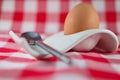 one egg and spoon Royalty Free Stock Photo