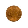 One british penny coin 2001 isolated