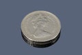 One British pound coin on dark background Royalty Free Stock Photo