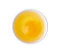 One Broken Egg in Small Bowl, Raw Yolk and White, Fresh Broken Organic Chicken Egg Isolated Royalty Free Stock Photo