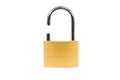 One broken golden padlock