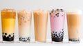 one Bubble milk tea in glasses on white background. Generative Ai Royalty Free Stock Photo