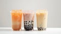 one Bubble milk tea in glasses on white background. Generative Ai Royalty Free Stock Photo