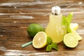 Summer healthy non alcoholic cocktails, citrus infused water drinks, lemonades with lime lemon or orange, diet detox beverages. Royalty Free Stock Photo