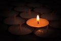 One burning candle lights others Royalty Free Stock Photo