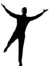 One business man happy spreading arms silhouette Royalty Free Stock Photo