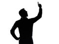 One business man pointing up surprised silhouette Royalty Free Stock Photo