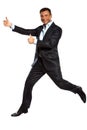 One business man running jumping double thumbs up Royalty Free Stock Photo