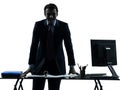 One business man smiling friendly silhouette Royalty Free Stock Photo