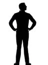 One business man standing hands on hips silhouette Royalty Free Stock Photo