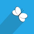 One Butterfly. Vector Icon in Flat Style with Long Shadow. Logo