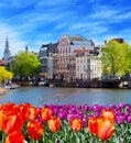 One of canals in Amsterdam Royalty Free Stock Photo