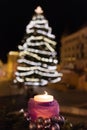 One candle burning on the advent wreath Royalty Free Stock Photo