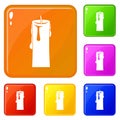 One candle icons set vector color Royalty Free Stock Photo