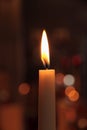 One candles in church as background Royalty Free Stock Photo
