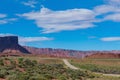 One car on a deserted highway in southern Utah Royalty Free Stock Photo