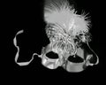 one carnival Venetian mask black and white photo. day and night, good and evil. selective focus.