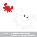 One cartoon crab. Restore dashed line and color