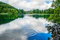 One of the cascade of the Plitvice Lakes, Croatia. Splash off the coast. The abundance of fish in the lake