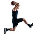 Basketball player man isolated silhouette shadow Royalty Free Stock Photo