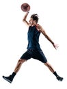 Basketball player man isolated silhouette shadow Royalty Free Stock Photo