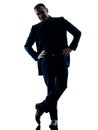 Business man standing silhouette isolated Royalty Free Stock Photo