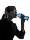 Business woman drinking water energy silhouette