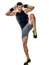 Fitness man cardio boxing exercises isolated Royalty Free Stock Photo