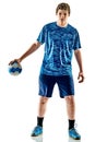 Handball player teenager boy isolated Royalty Free Stock Photo