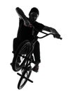 Man bmx acrobatic figure silhouette Royalty Free Stock Photo