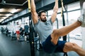 Caucasian man exercising with suspension training trx Royalty Free Stock Photo