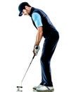 Man golfer golfing isolated withe background Royalty Free Stock Photo