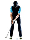 Man golfer golfing isolated withe background Royalty Free Stock Photo