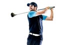 Man golfer golfing isolated withe background Royalty Free Stock Photo