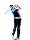 Man golfer golfing withe background Royalty Free Stock Photo