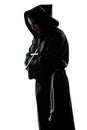 Man monk priest silhouette praying Royalty Free Stock Photo