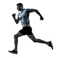 Man runner jogger running jogging isolated shadows Royalty Free Stock Photo