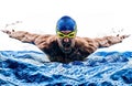 Man sport swimmer swimming isolated white background